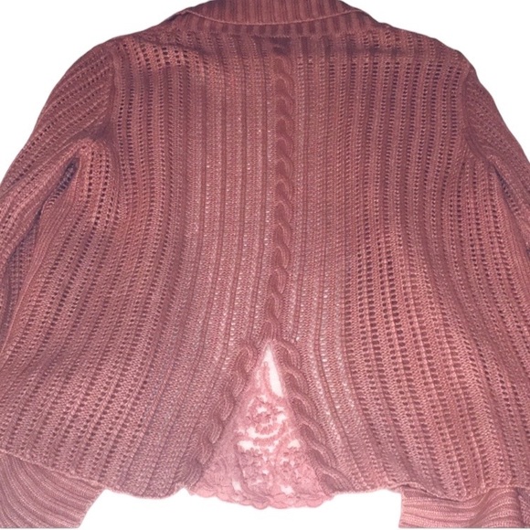 GARNET HILL Open Front Lace Insert Cardigan Cashmere Wool Angora Blend size S - Picture 6 of 11
